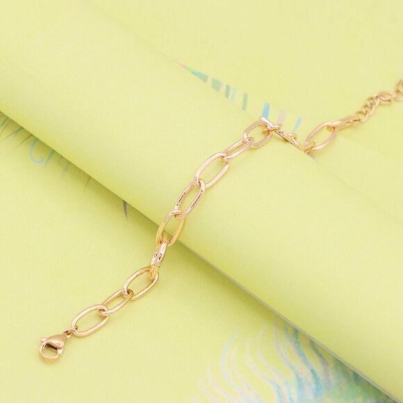 "Rose Gold Bracelet with Bold 'B' Initial and Elegant Chain Links, XPBL0997 - Picture 5 of 12